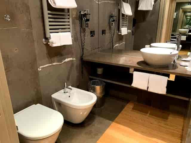 Modern hotel bathroom, VIP suite, upscale event