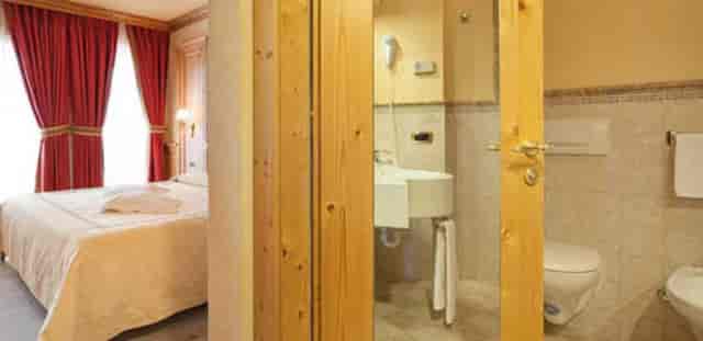 Luxury hotel room, rustic wood accents, VIP event accommodation
