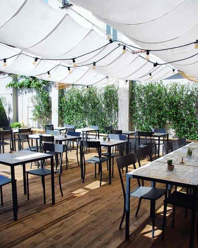 Milano restaurant event space, string lights