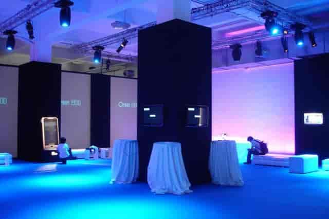 Modern event space, tech exhibition, product launch