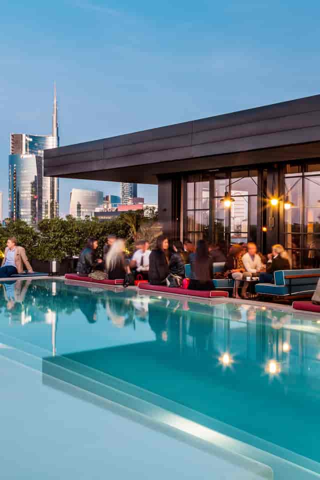 Ceresio7 rooftop pool, upscale event venue