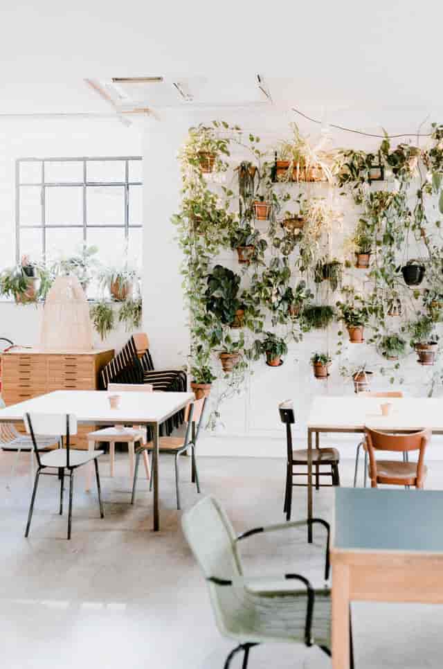 Modern event space, living wall, workshop, dinner