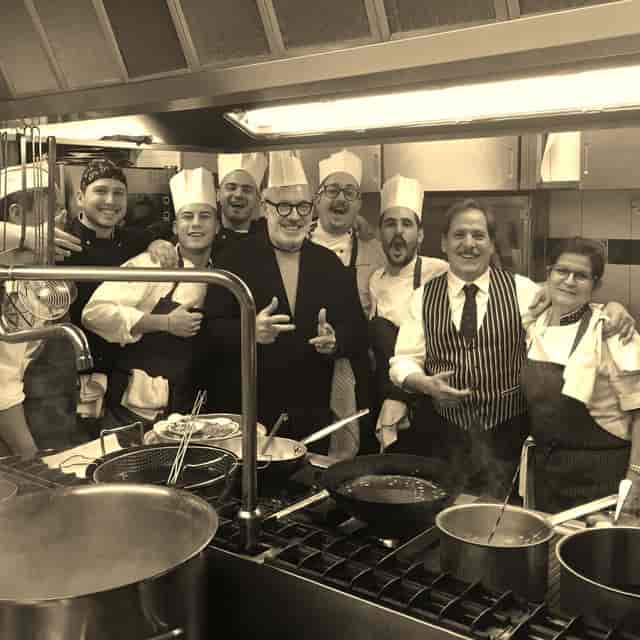 Chef brigade at Trattoria del Pescatore, event catering.