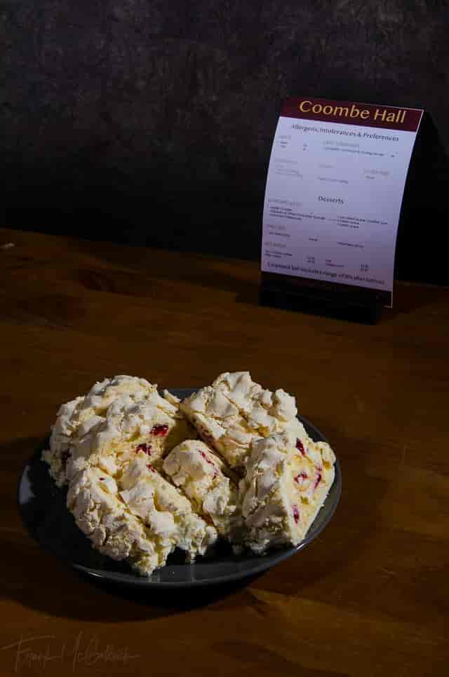 Meringue desserts, Coombe Hall, conference catering