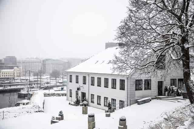 Festive winter restaurant party, snow venue
