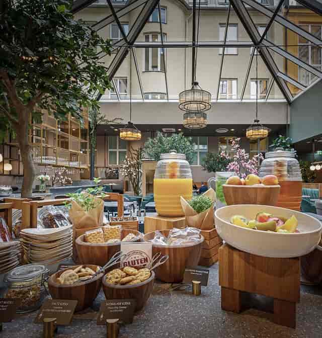 Elegant breakfast buffet, Karl Johan Hotel, corporate event
