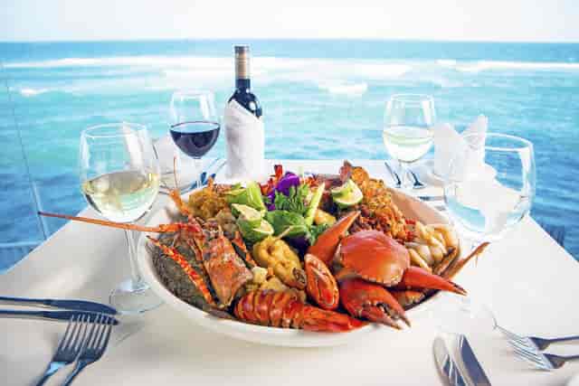 Luxury oceanfront business event, seafood platter