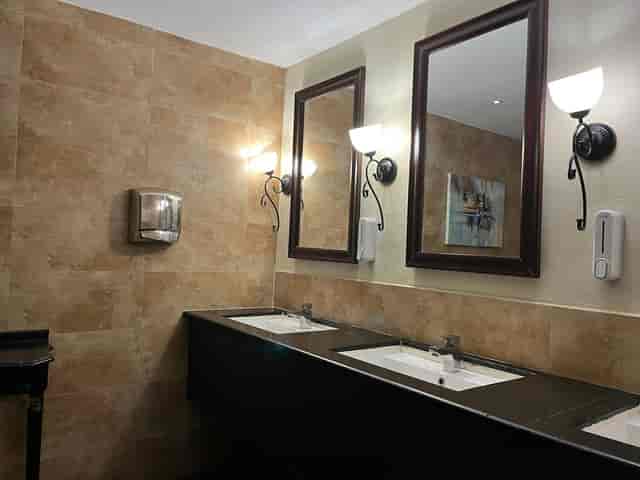 Ballroom restroom, Sheraton Dar, event venue, clean facilities