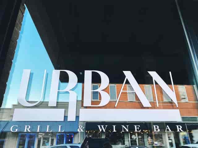 Urban Grill & Wine Bar signage, corporate dinner, networking event