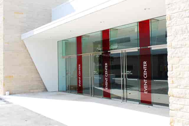 Circuit of Americas Event Center entrance, modern glass venue