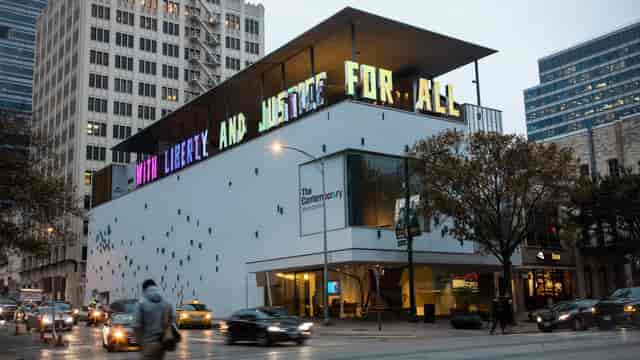 Austin art museum rooftop installation event