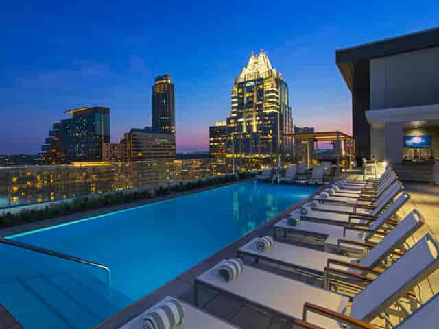 Westin Austin Domain rooftop pool, upscale event venue
