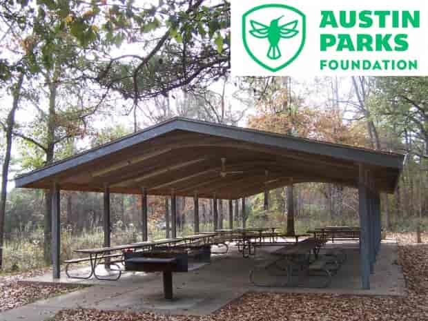 Austin park pavilion: event shelter, picnic grill