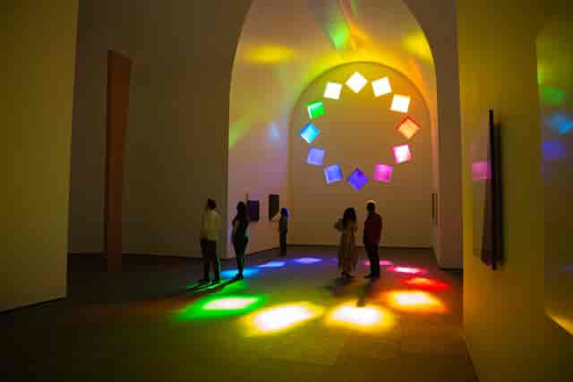 Blanton Museum art exhibition: colorful archway, event venue