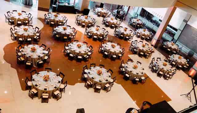 Texas History Museum event, grand lobby seating.