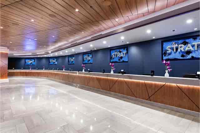 Strat hotel corporate reception, welcome desk, event