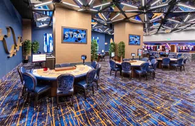 Strat Hotel corporate reception blue seating networking event