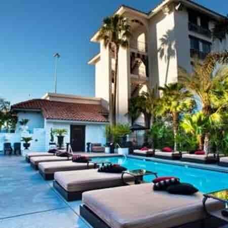 Lexi Las Vegas pool reception lounge greenery