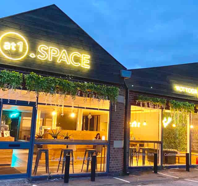 Stylish studio event space with greenery, workshop, pop-up