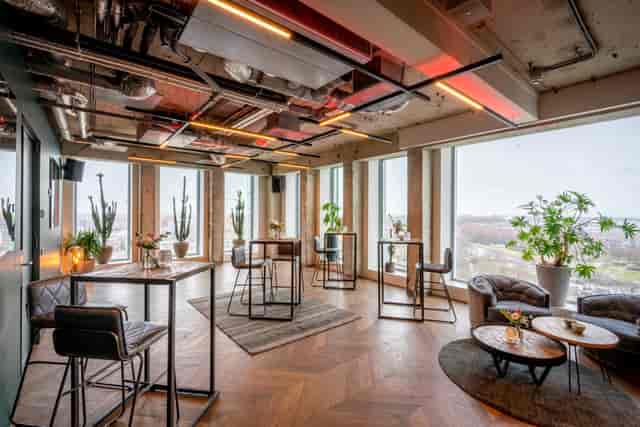 Modern event space at The Press Room, ideal for upscale receptions and networking.