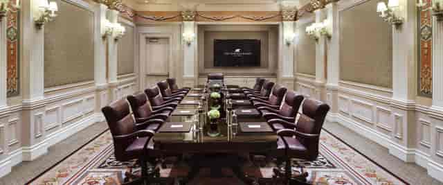 Venetian executive boardroom, classic wood, business meeting event