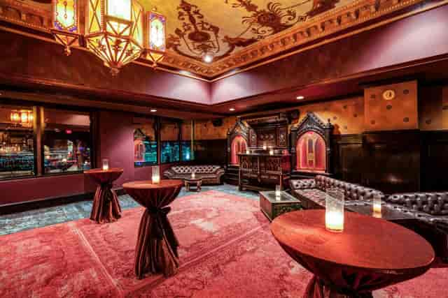 Vegas Foundation Room event, vintage theatre, cocktail reception