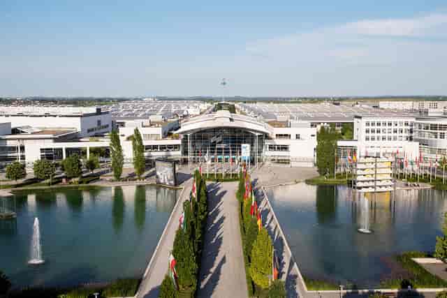 Messe Munich outdoor event space, modern venue, networking, conference