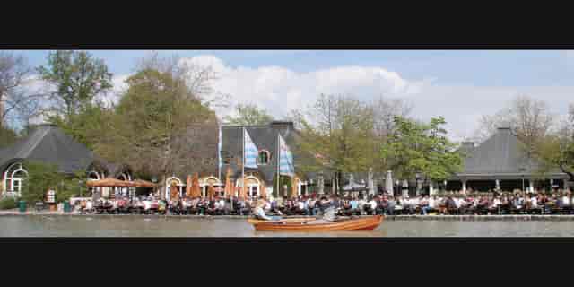 Beer garden corporate networking lakeside event