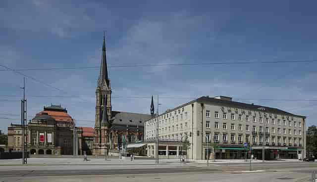 Opera venue, historic square, hotel, Chemnitz event