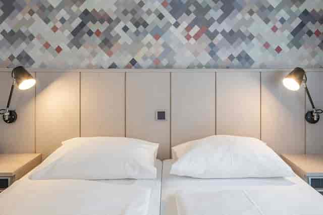 Impuls hotel room, pixelated art, event lodging