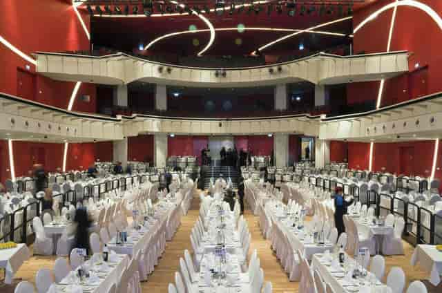Deutsches Theater München gala, elegant banquet tables, formal event