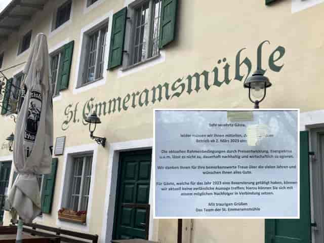 Emmeramsmühle restaurant closing, event bookings, March 2023