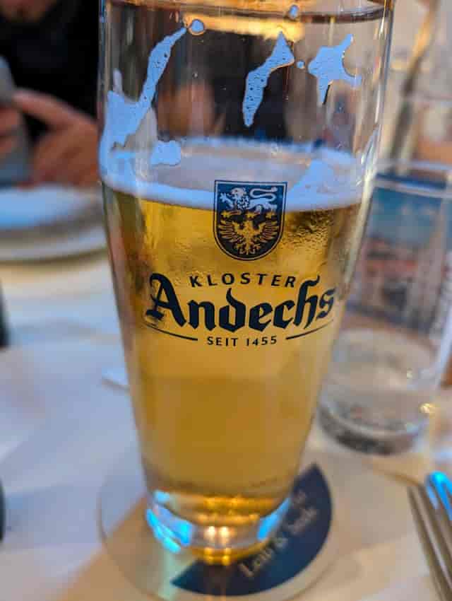 Branded beer at Andechser am Dom for corporate networking and post-conference event drinks.
