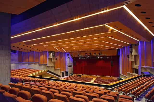 Congress Hall auditorium, tiered seating for corporate presentations and awards galas.