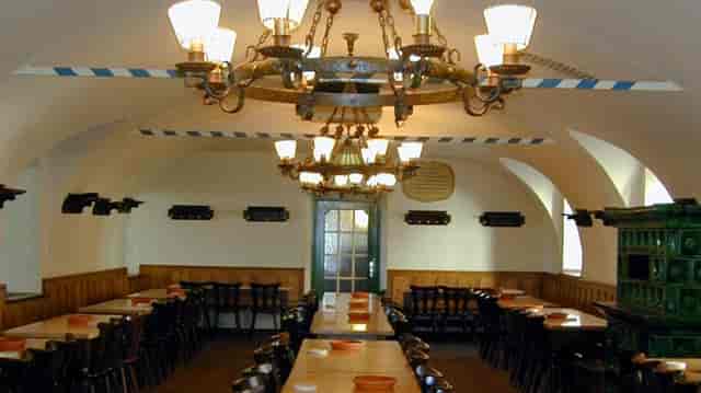 Vaulted Fürstensaal cellar at Kloster Andechs, ideal for rustic themed events and group dining.