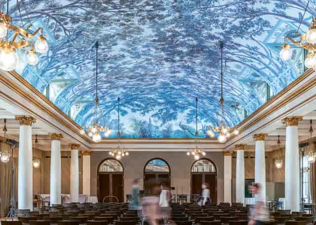 Gartensaal ballroom with mural ceiling for premium galas and executive presentations.