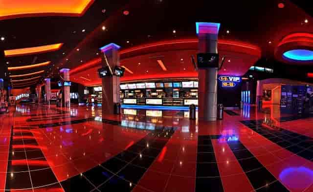 Modern cinema foyer at AFI Cotroceni, ideal for private screenings and corporate networking events.
