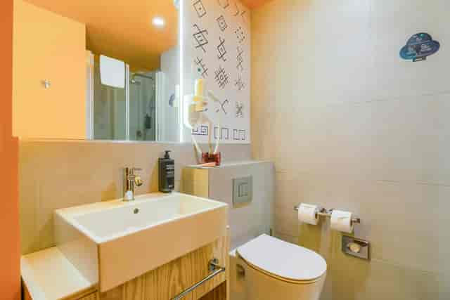 Modern hotel bathroom with vessel sink for Ibis Styles Bucharest City Center event accommodation.