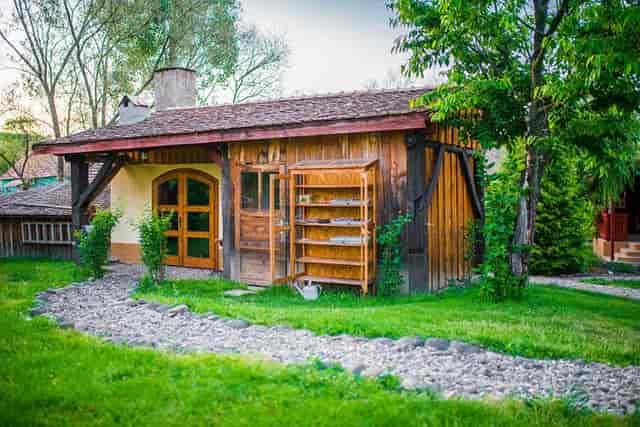 Rustic outdoor event space at Valea Verde Retreat for team-building and small receptions.