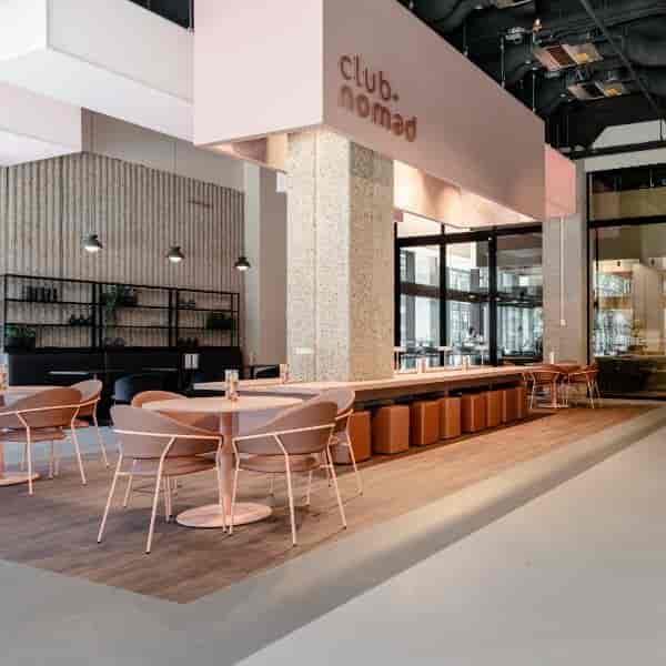 Modern foyer breakout space at Atrium Meeting Centre Amsterdam for networking and corporate events.