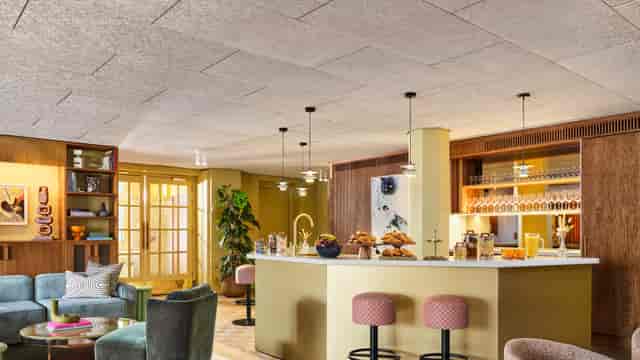 Drawing Room at The Hoxton, Amsterdam with coffee station for networking and corporate events.