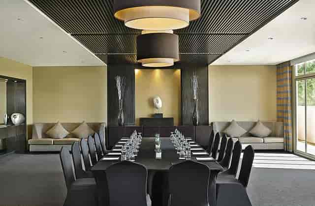 BAHU Terrace boardroom setup with sleek executive table for corporate meetings and VIP events.