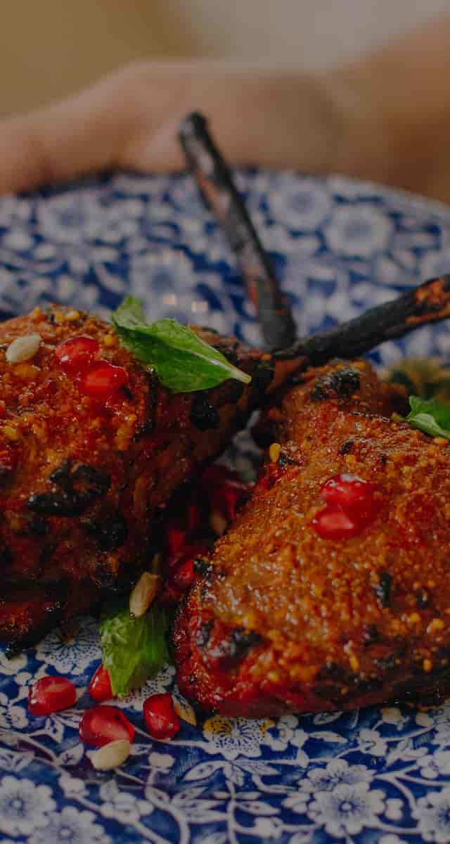 Rack of lamb entrée at Tandoor Tina, 25hours Hotel, ideal for luxury gala or corporate dinner.