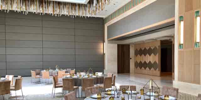 Mandarin Ballroom at Mandarin Oriental Dubai with modern decor for luxury weddings and events.