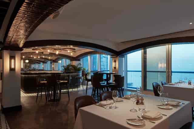 Upscale waterfront banquet hall at Meyana Auditorium for corporate mixers and formal events.