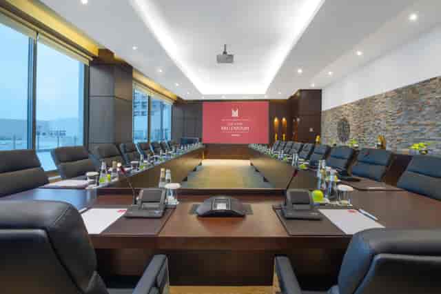 U-shaped boardroom at Millennium Airport Hotel Dubai for executive meetings and corporate events.