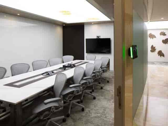 Salarpuria Knowledge City boardroom with ergonomic seating for hybrid meetings and corporate events.