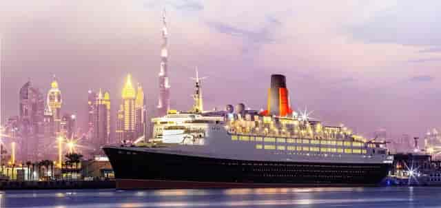 The Grand Lounge on QE2, Dubai: Upscale cruise ship venue for corporate events and luxury galas.