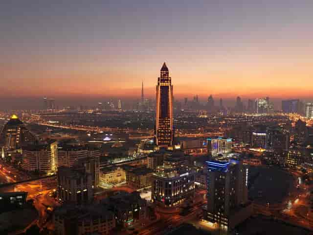 Alexandria at Sofitel Dubai The Obelisk featuring iconic skyline views for luxury corporate galas.