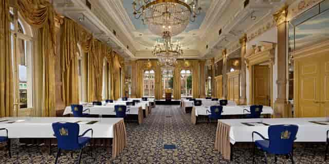 Elegant conference room at Amsterdam Amstel Hotel, perfect for corporate events.